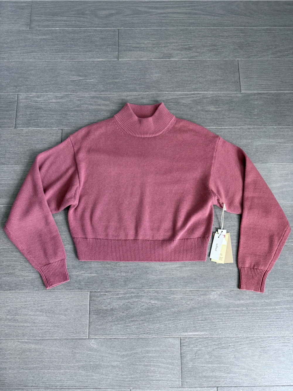 Aritzia Wilfred Free Harper Merino Wool Cotton Mock Neck Sweater XS NWT Pink - Picture 12 of 13